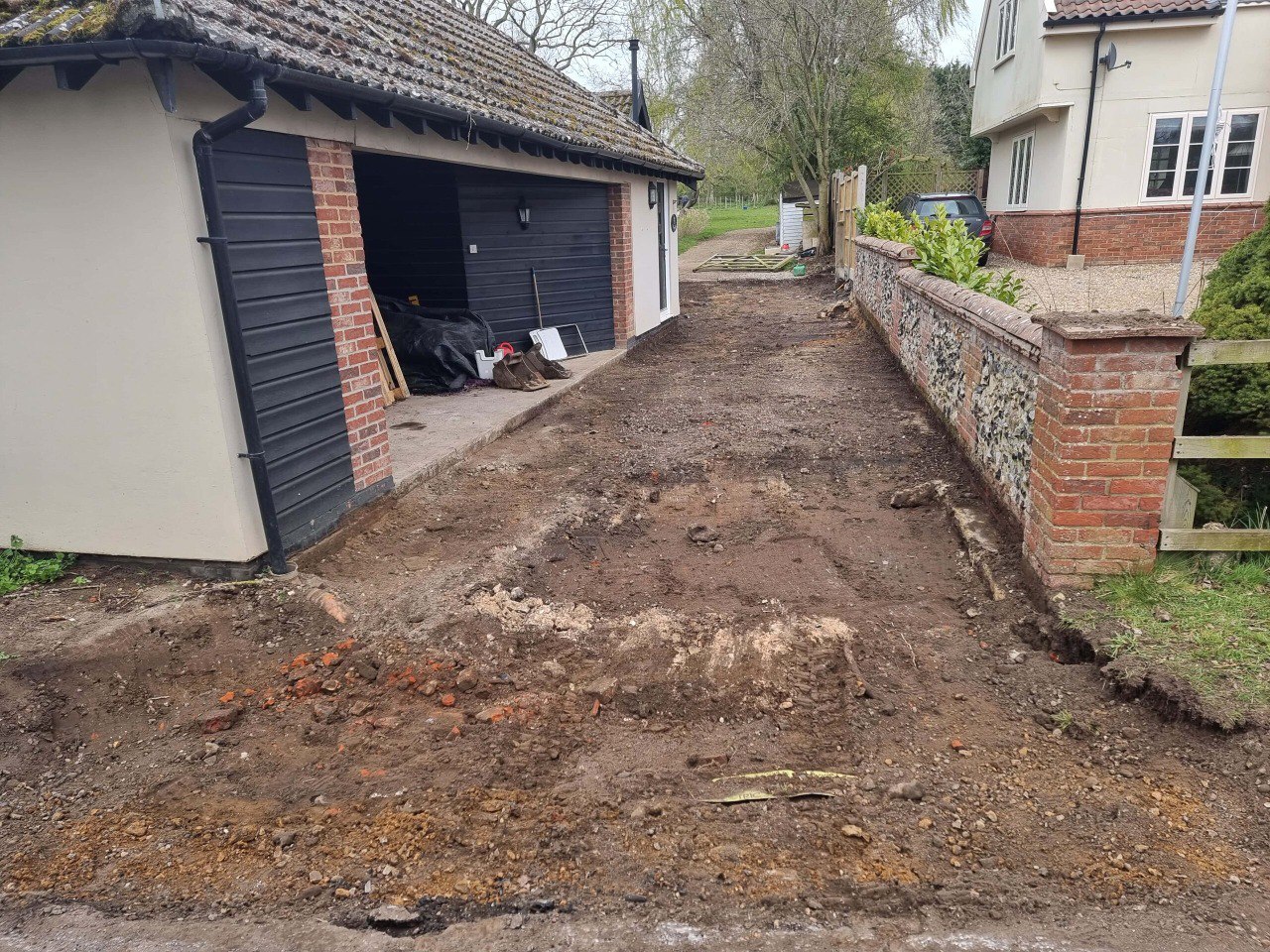 This is a tarmac driveway that is in the process of being dug out and installed by Rye Driveways